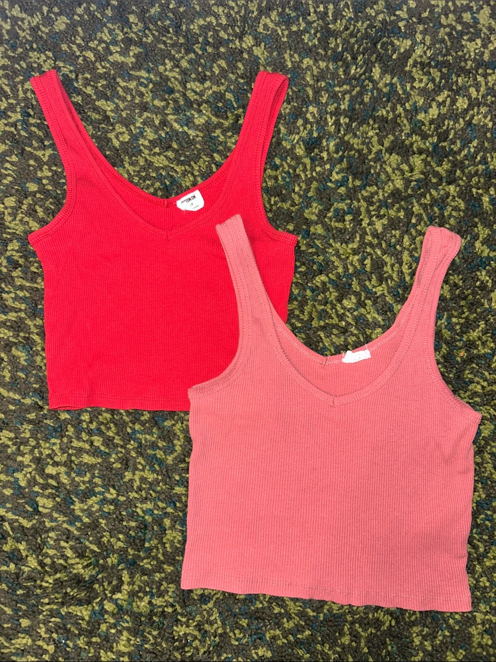 Two Cotton On Ribbed Cropped Tank Tops